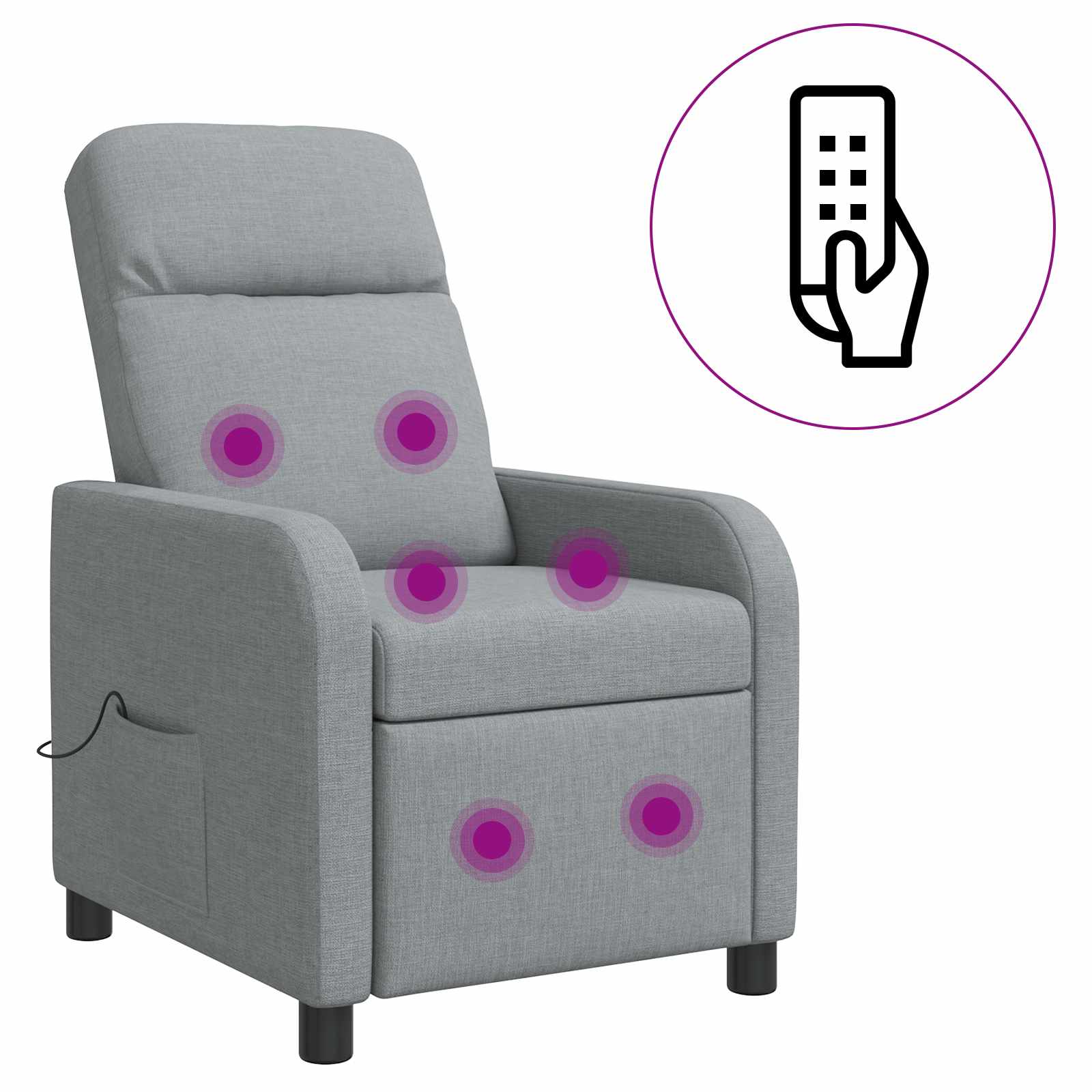 Massage Recliner Lichtgrijs Stof