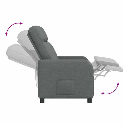 Massage Recliner Donkergrijs Stof