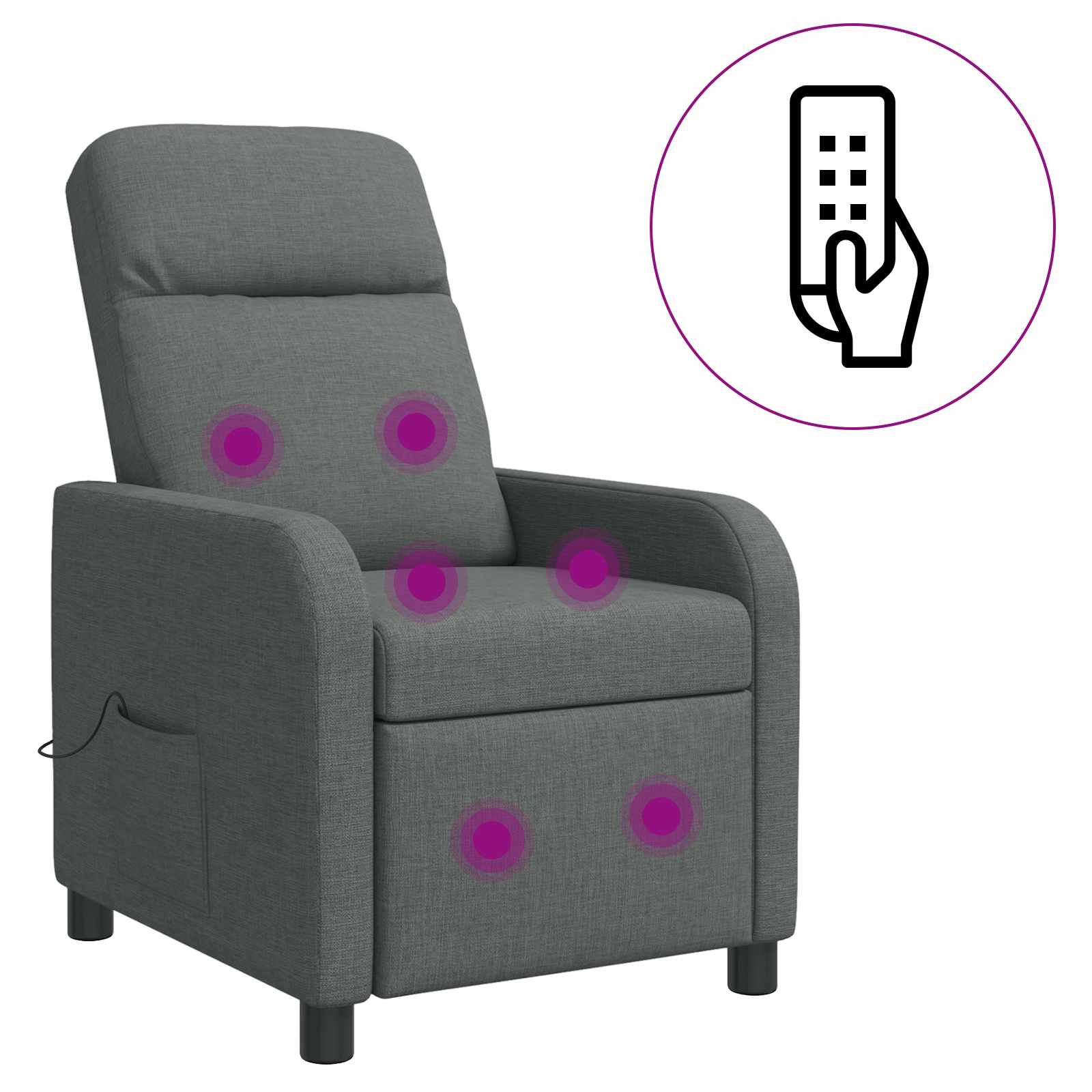 Massage Recliner Donkergrijs Stof