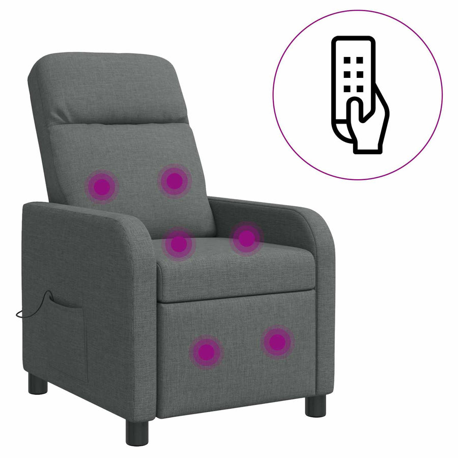 Massage Recliner Donkergrijs Stof