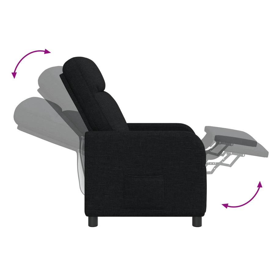 Massage Recliner Zwart Stof