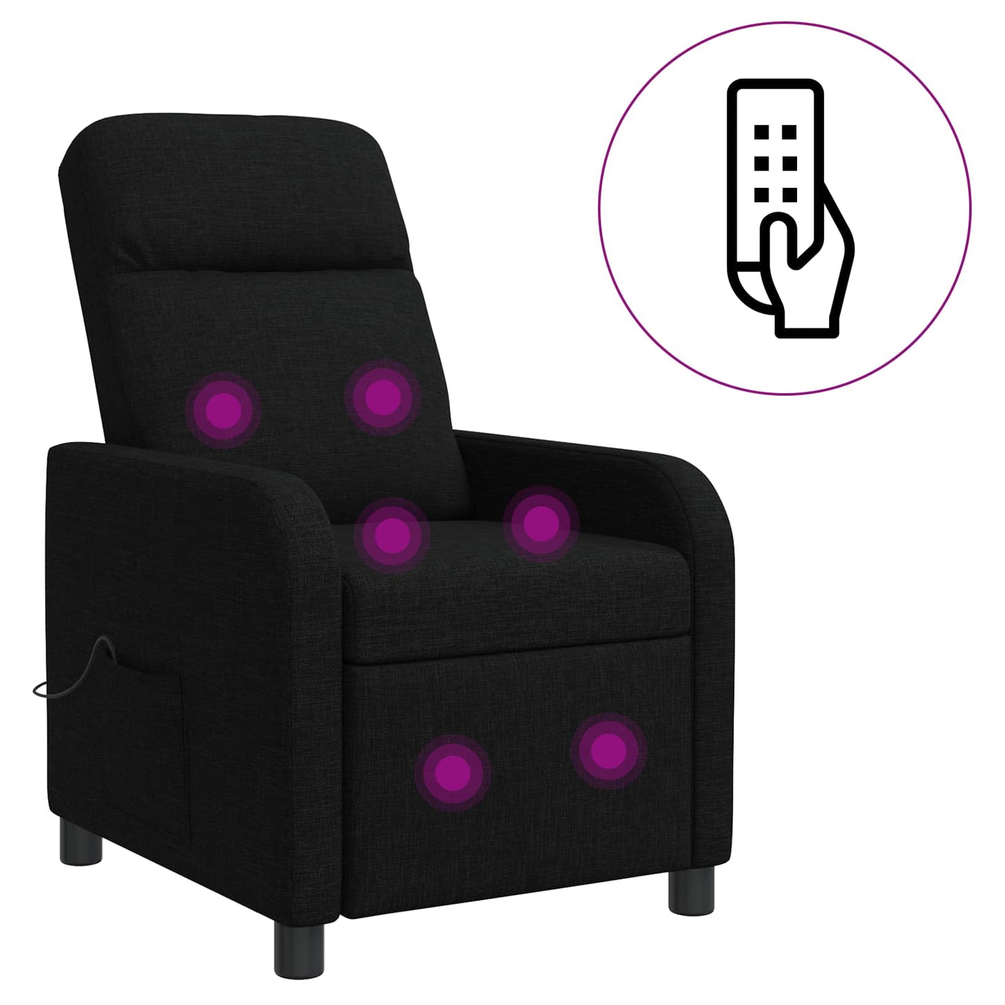 Massage Recliner Zwart Stof