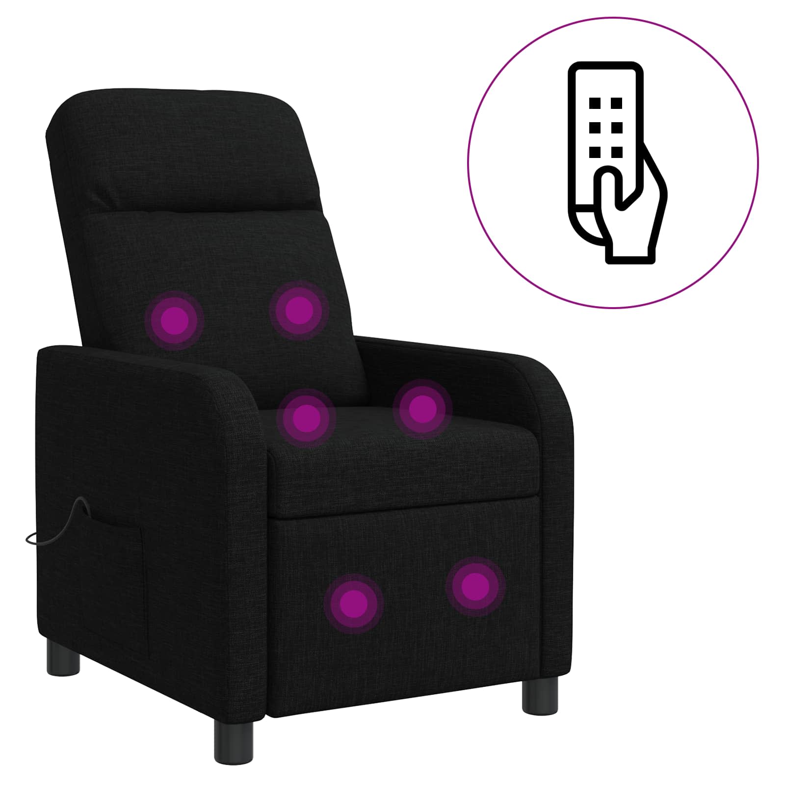 Massage Recliner Zwart Stof