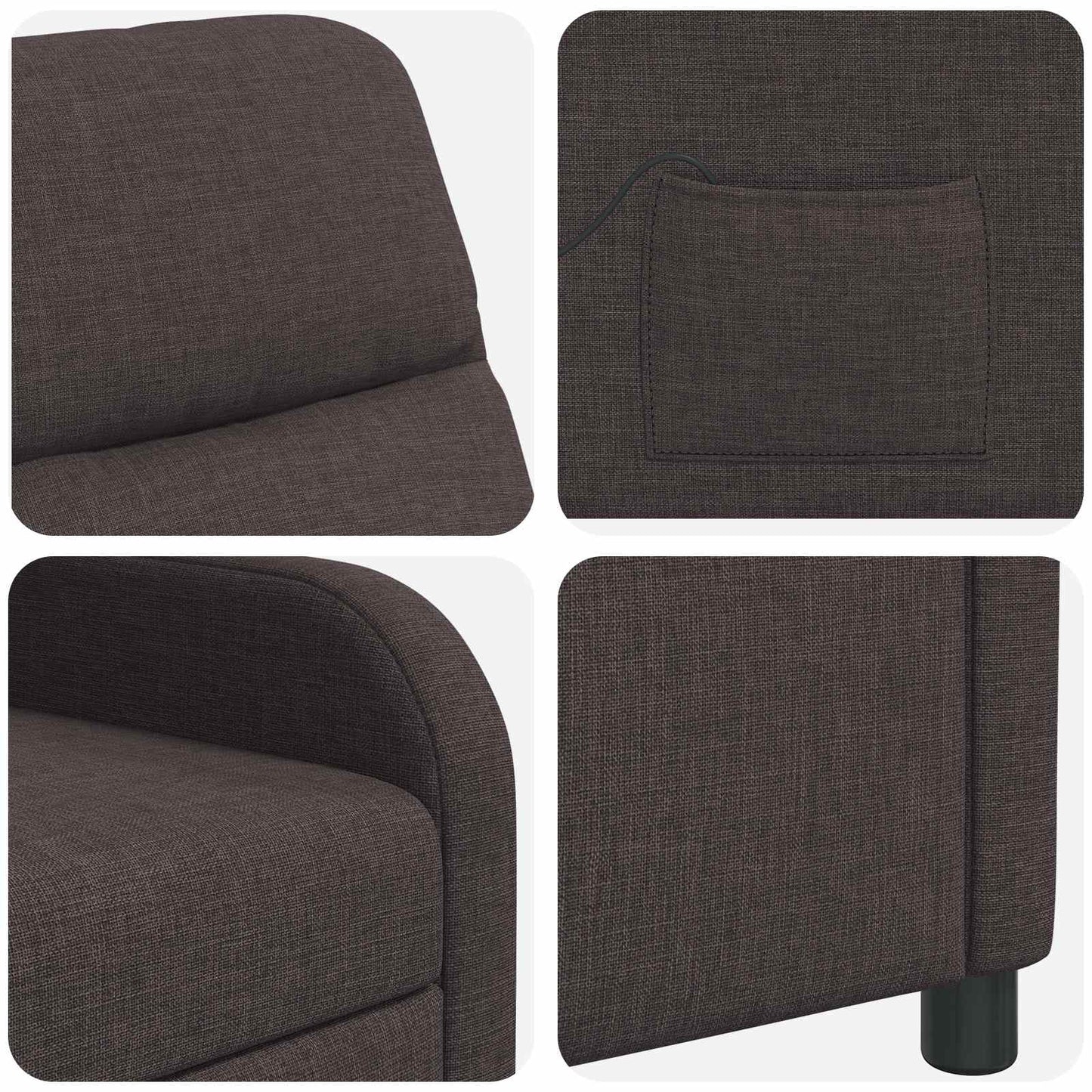 Massage Recliner Donkerbruin Stof
