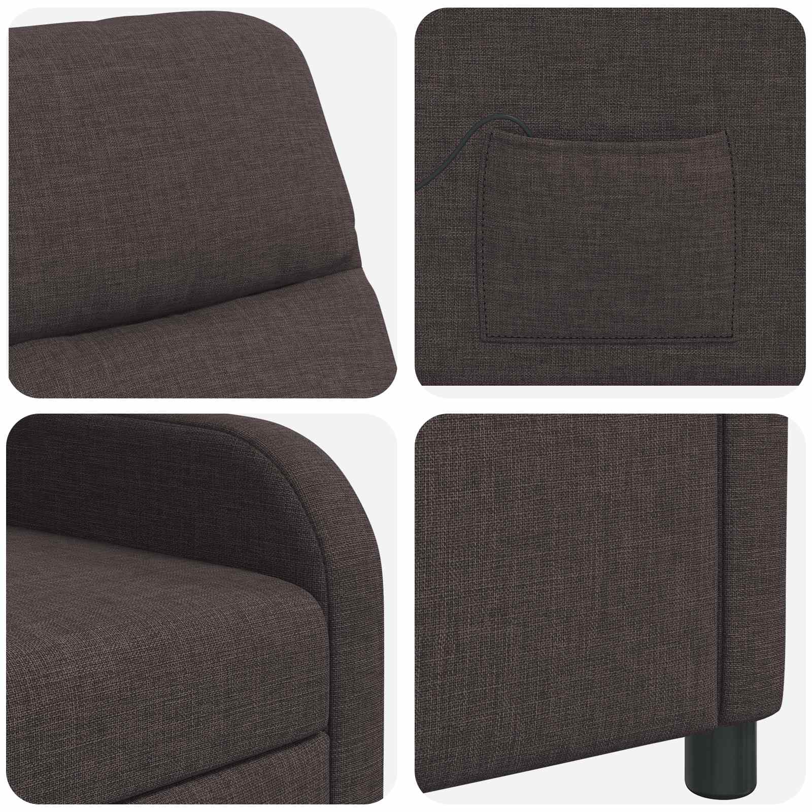 Massage Recliner Donkerbruin Stof