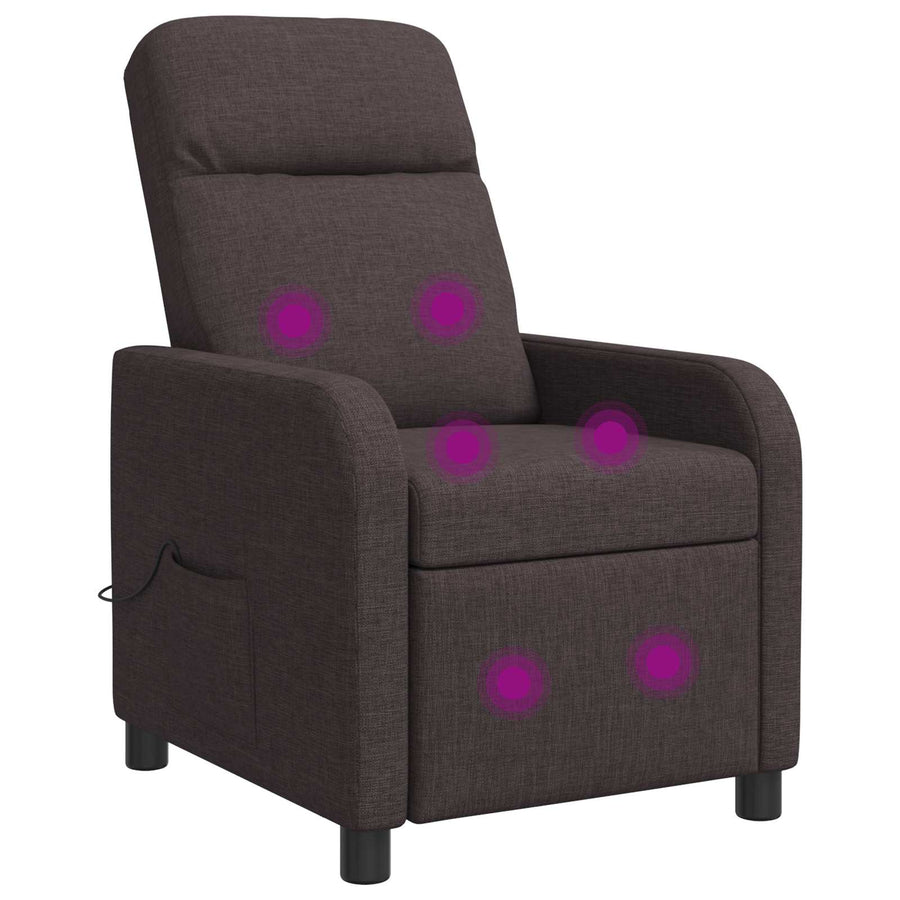 Massage Recliner Donkerbruin Stof