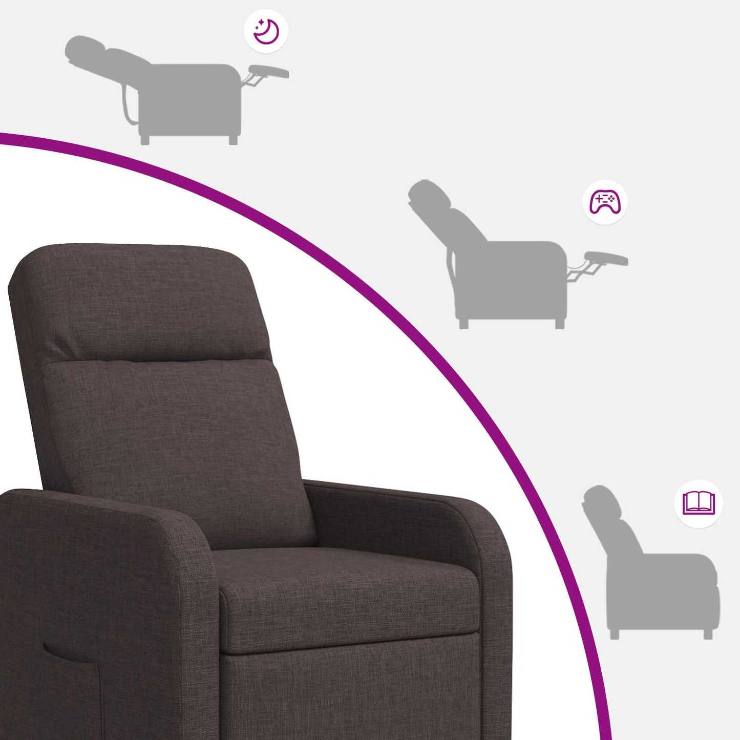 Massage Recliner Donkerbruin Stof