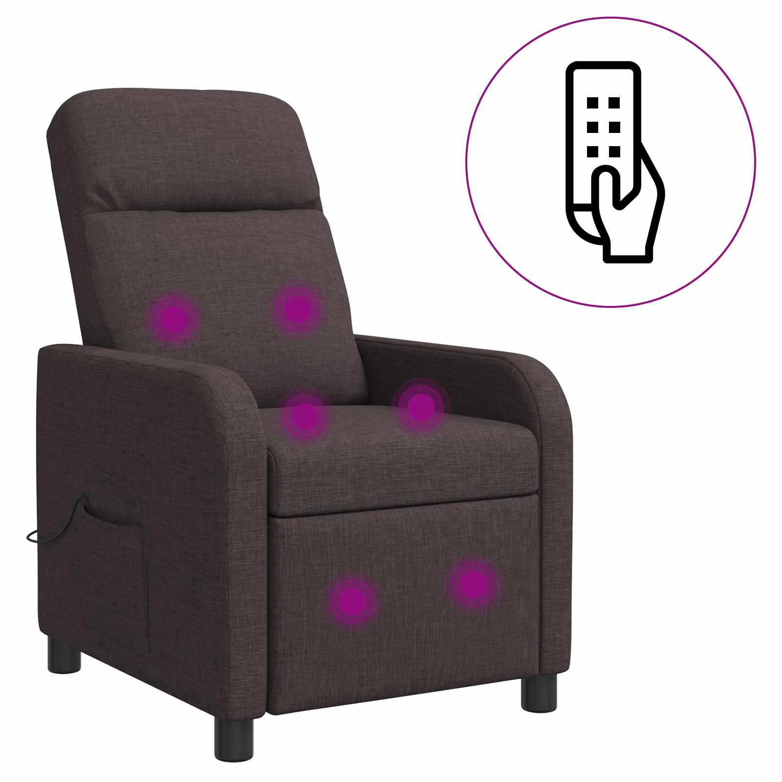 Massage Recliner Donkerbruin Stof