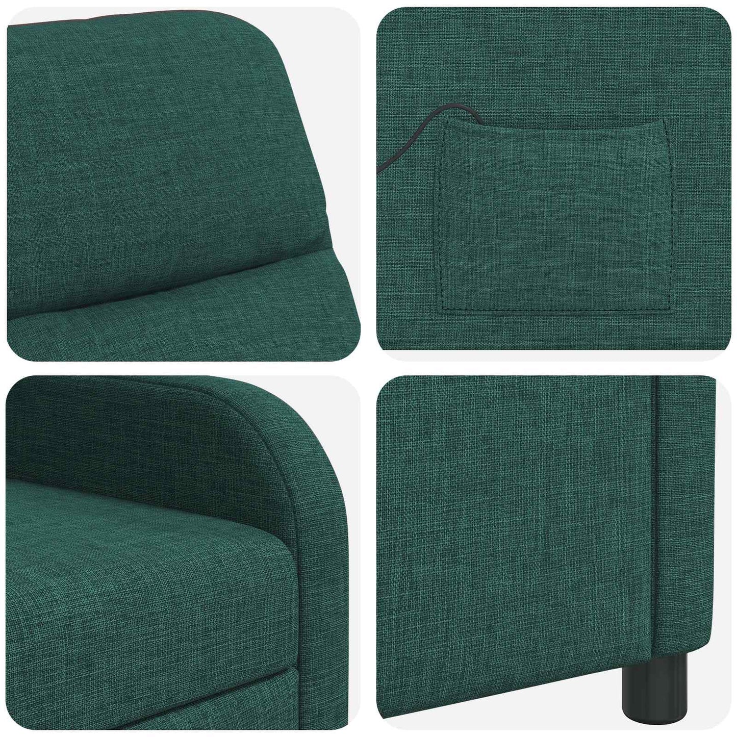 Massage Recliner Donkergroen Stof