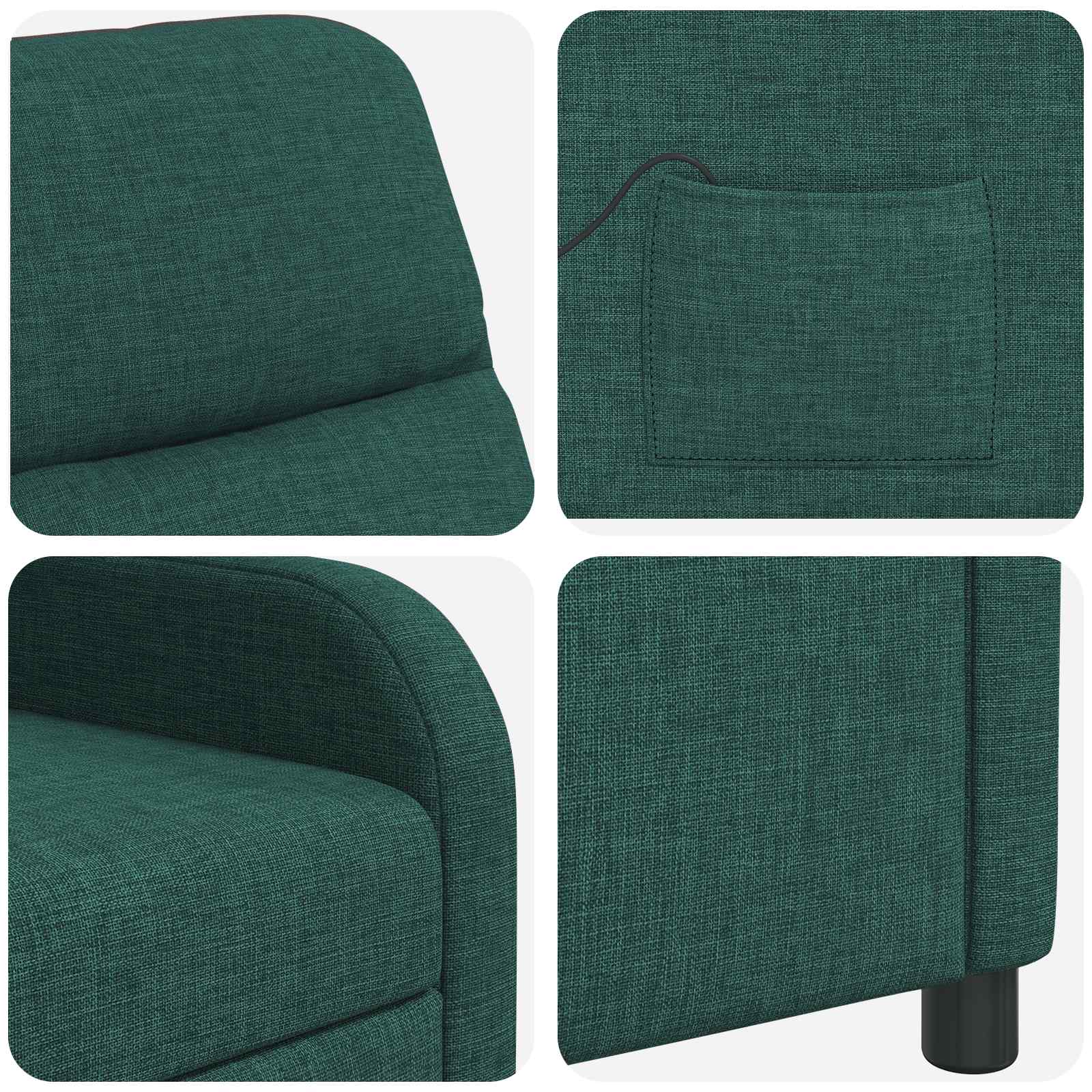 Massage Recliner Donkergroen Stof