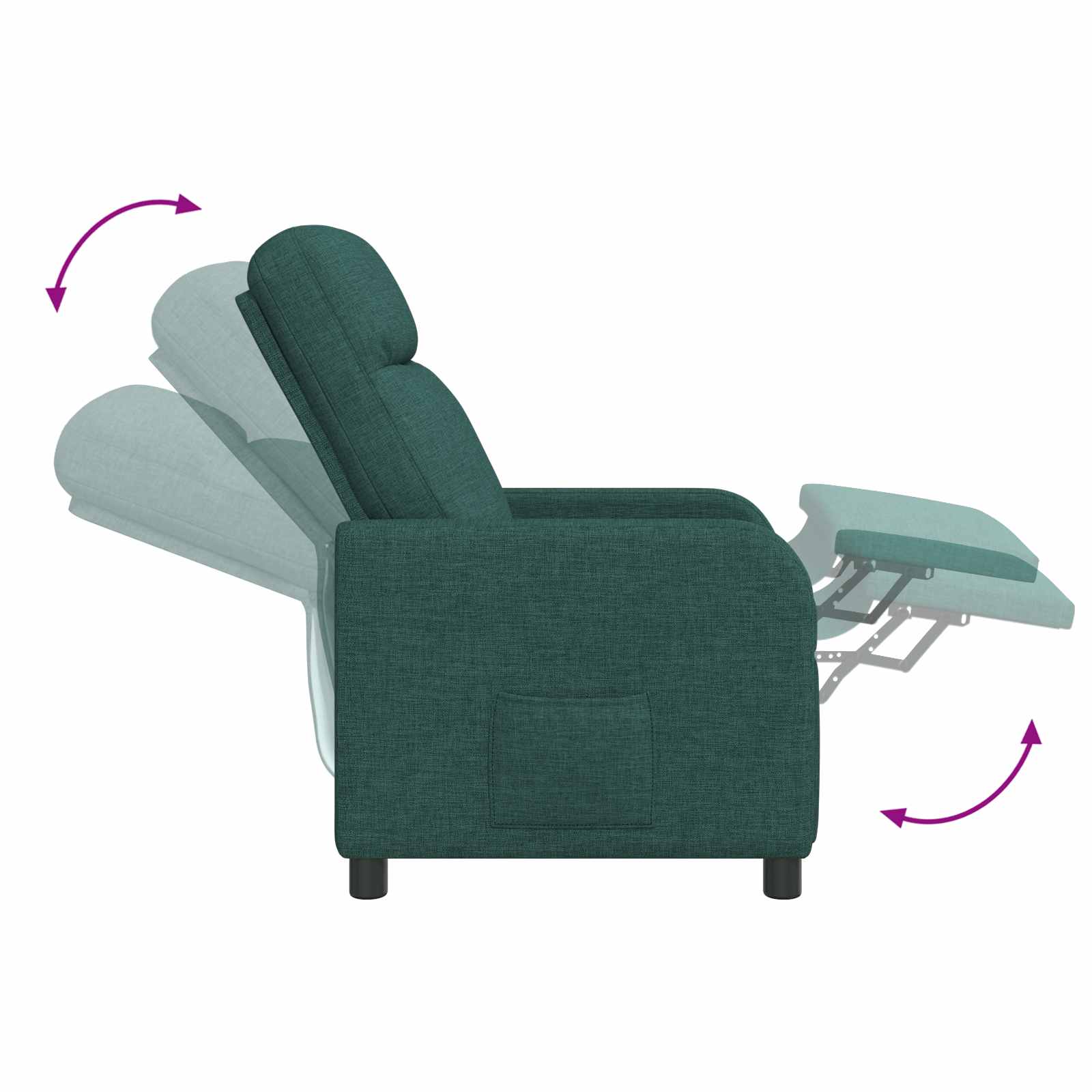 Massage Recliner Donkergroen Stof