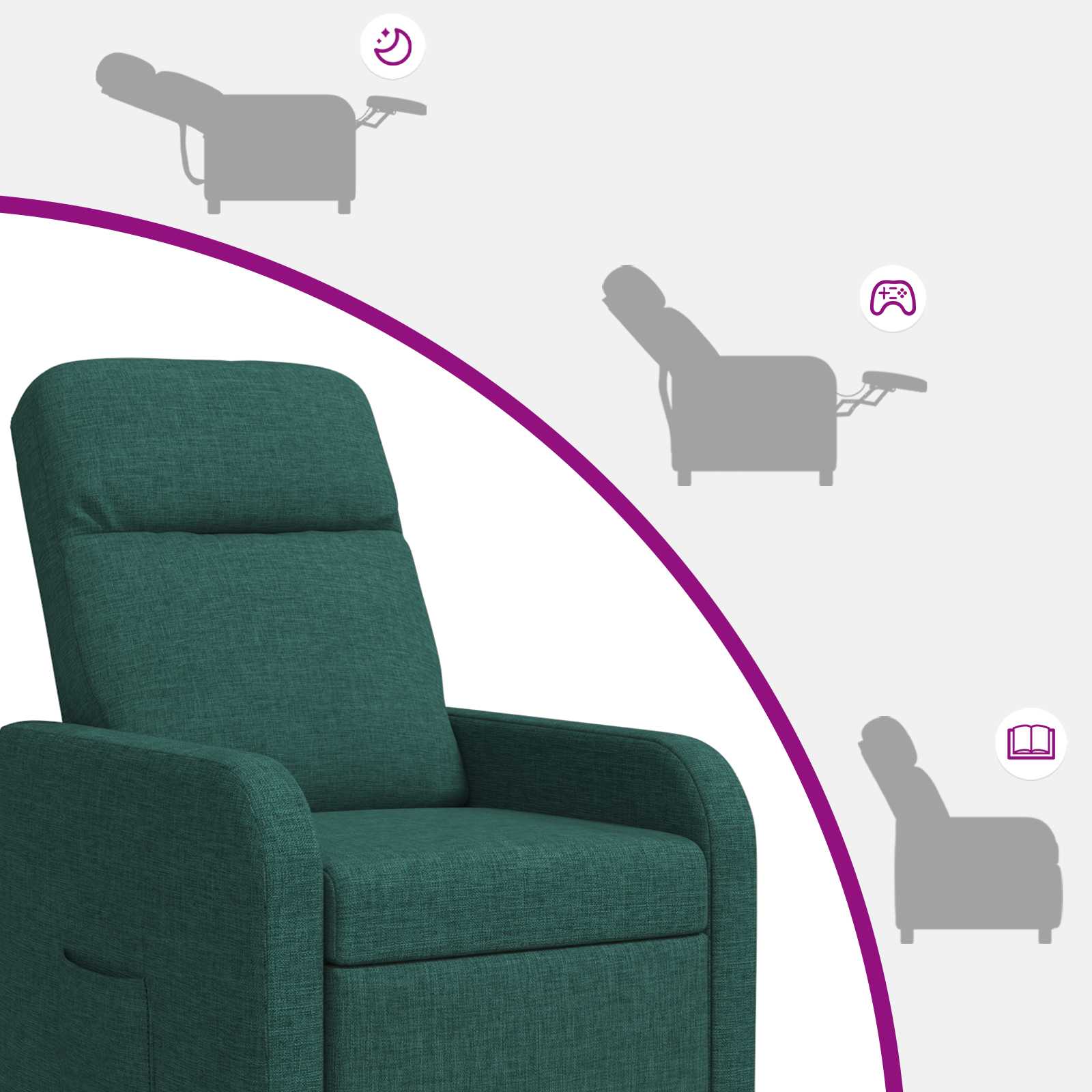 Massage Recliner Donkergroen Stof