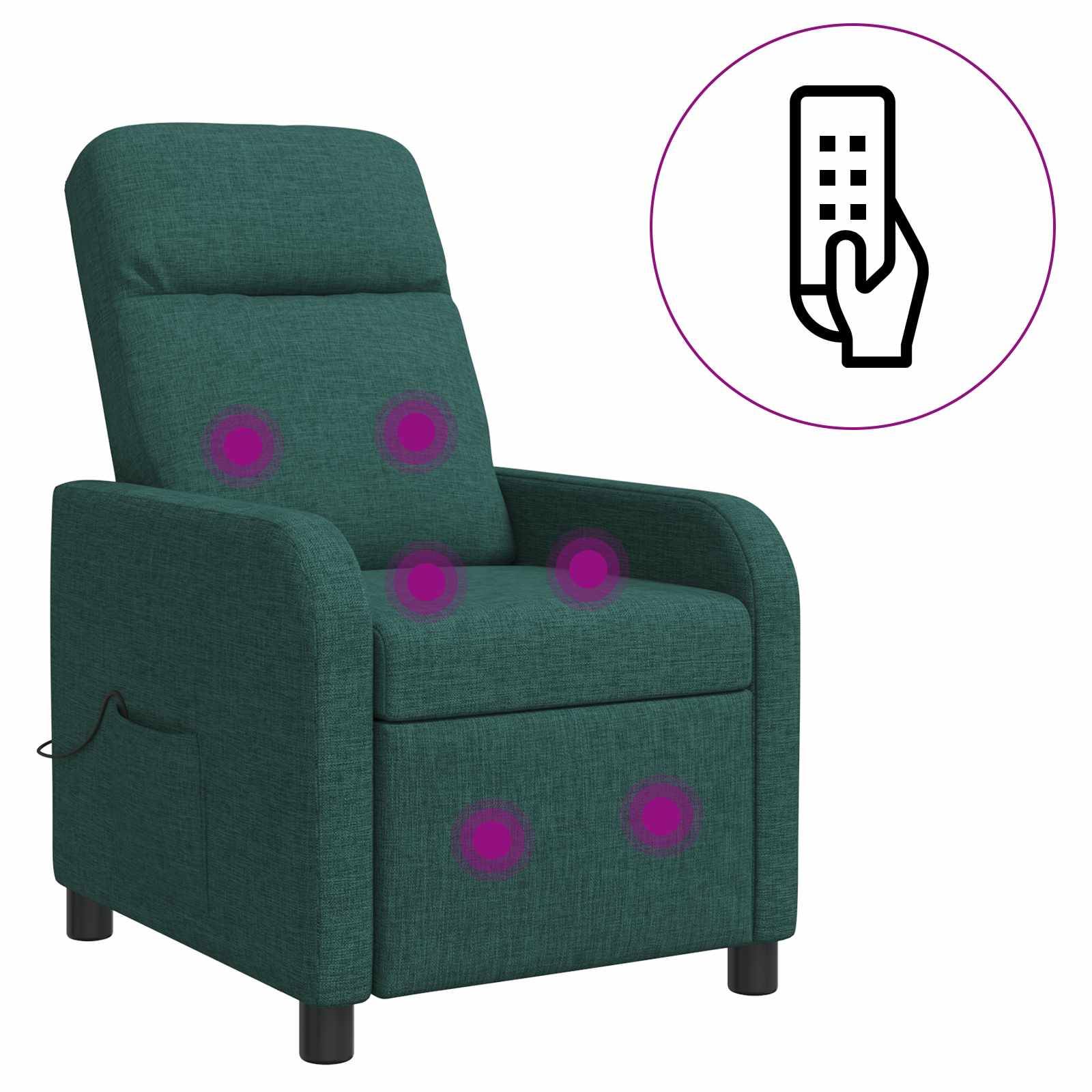 Massage Recliner Donkergroen Stof