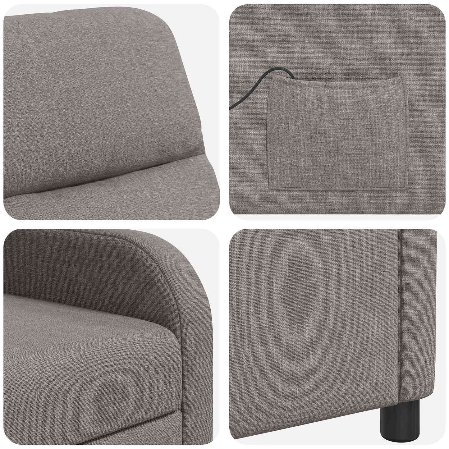 Massage Recliner Taupe Stof