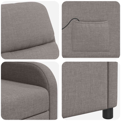 Massage Recliner Taupe Stof