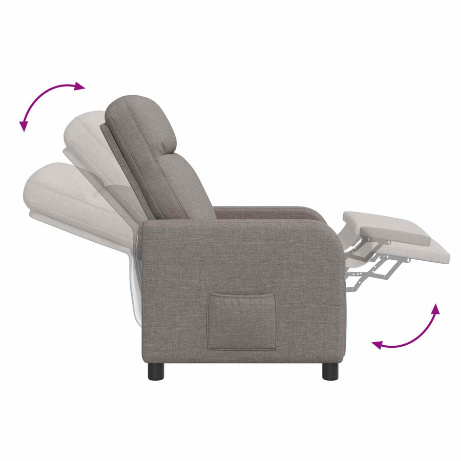 Massage Recliner Taupe Stof