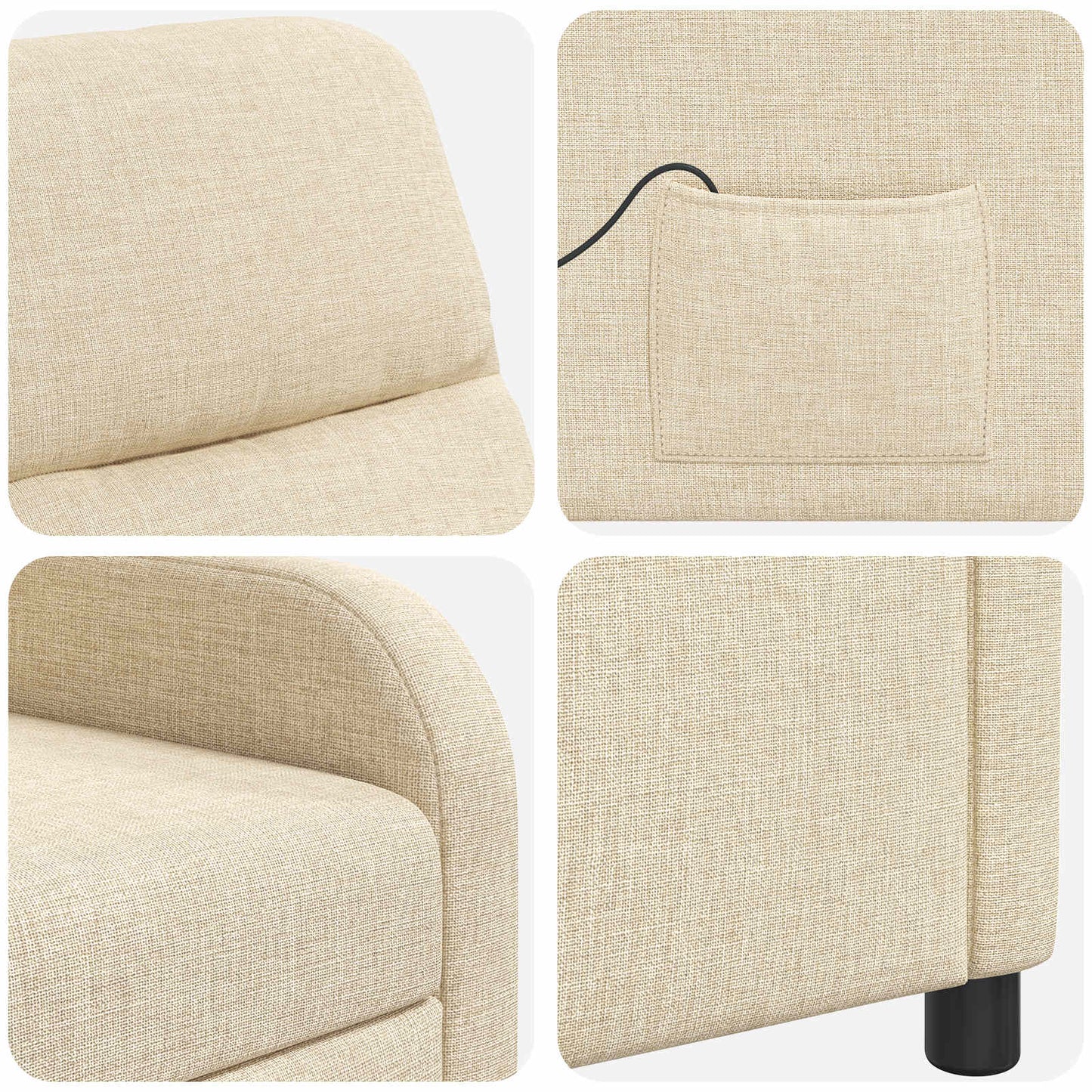 Massage Recliner Crèmekleurig Stof