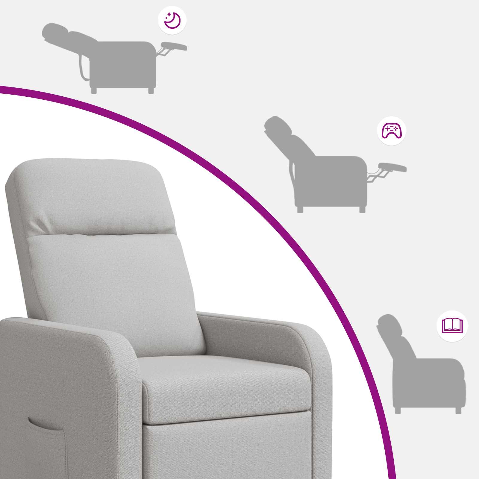 Massage Recliner Wolkengrijs Stof Wolkengrijze stof