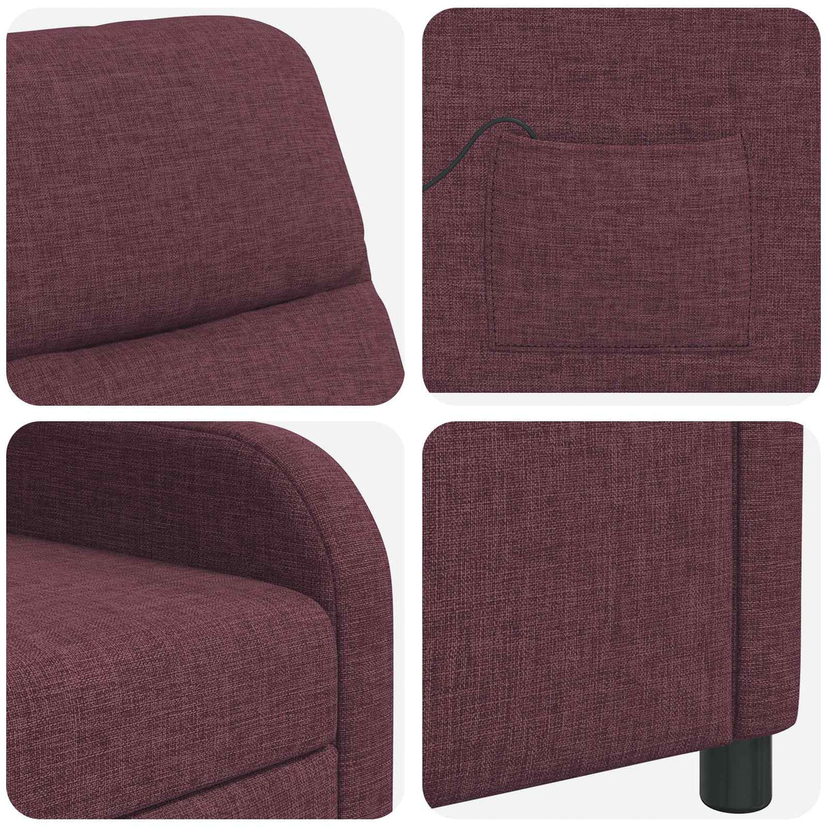 Massage Recliner Paars Stof