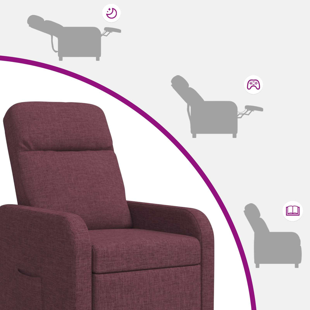 Massage Recliner Paars Stof