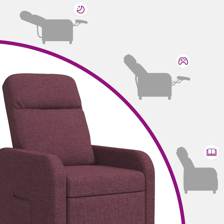 Massage Recliner Paars Stof