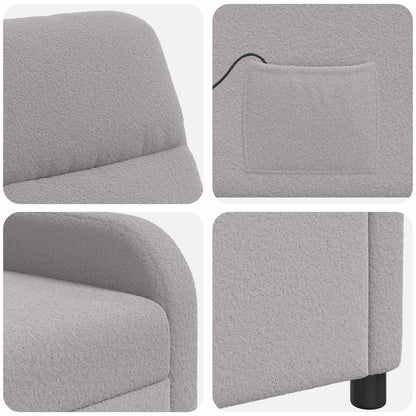 Massage Recliner Lichtgrijs Bouclé