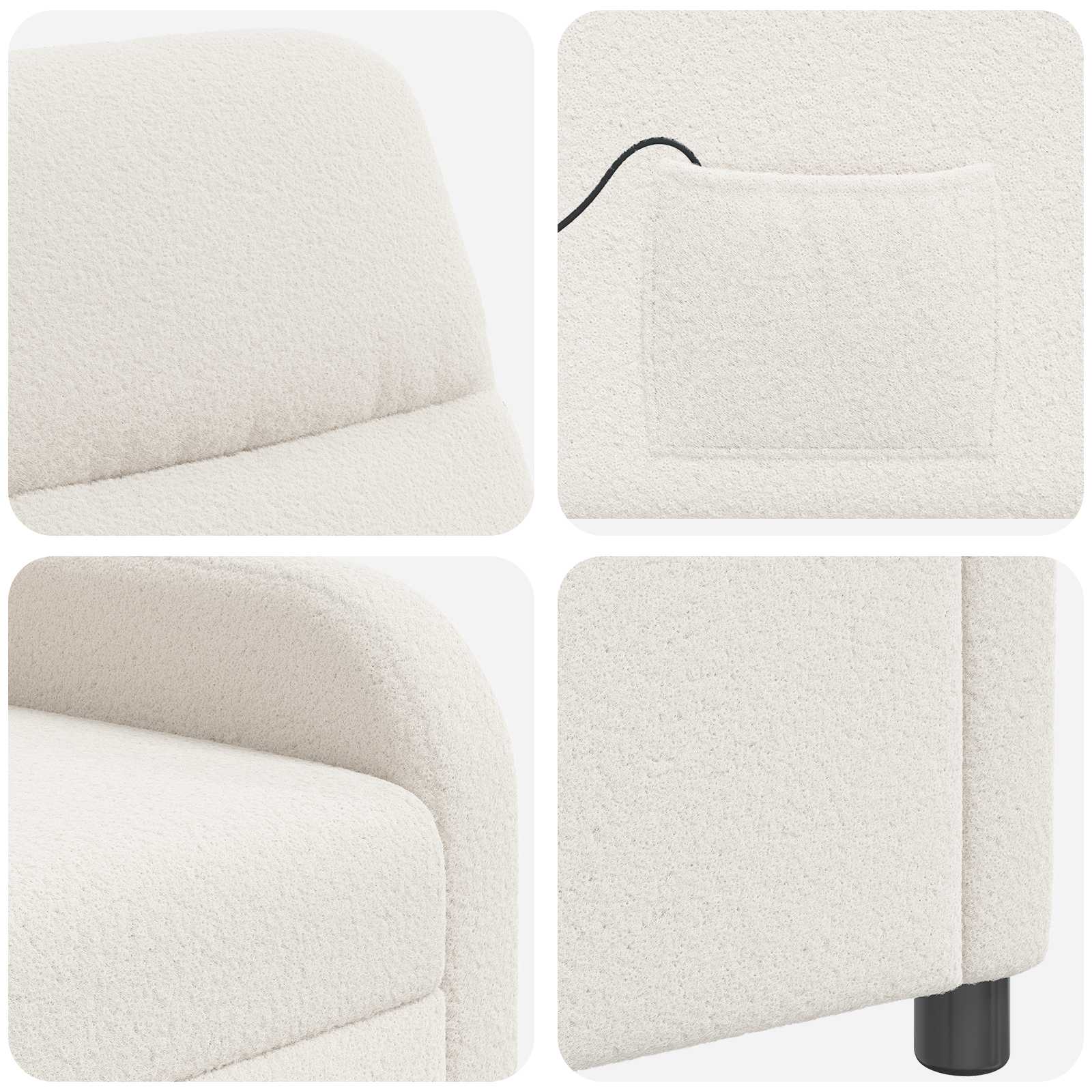 Massage Recliner Crèmekleurig Bouclé