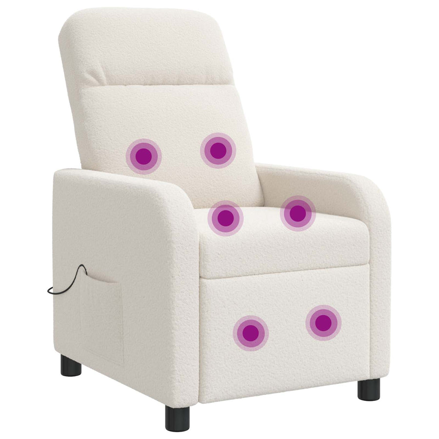 Massage Recliner Crèmekleurig Bouclé