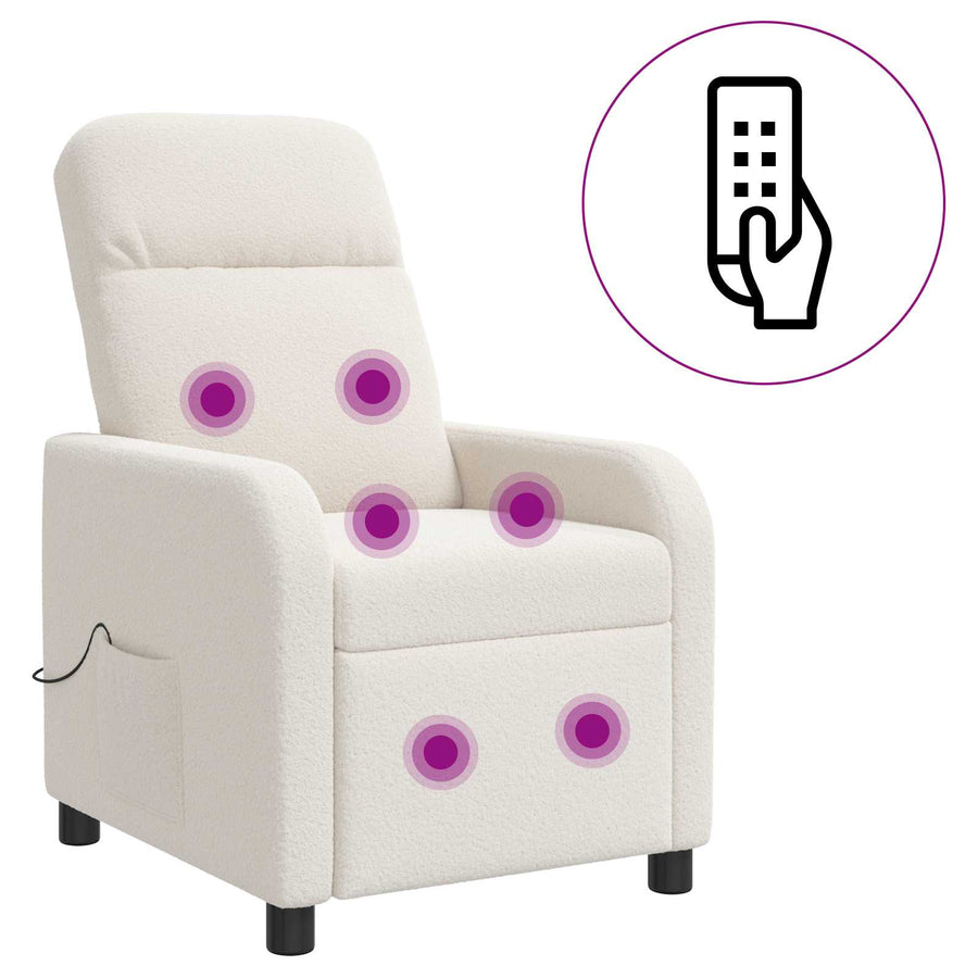 Massage Recliner Crèmekleurig Bouclé