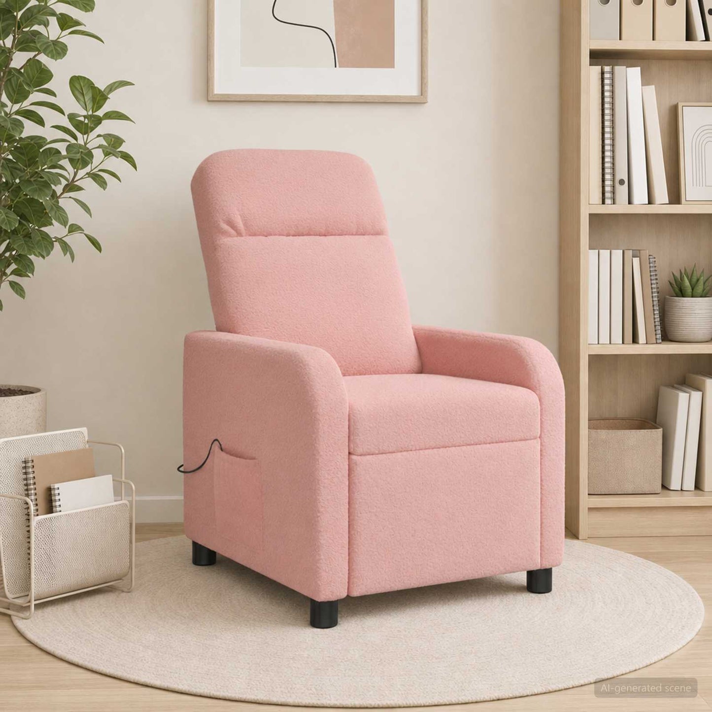 Massage Recliner Roze Bouclé