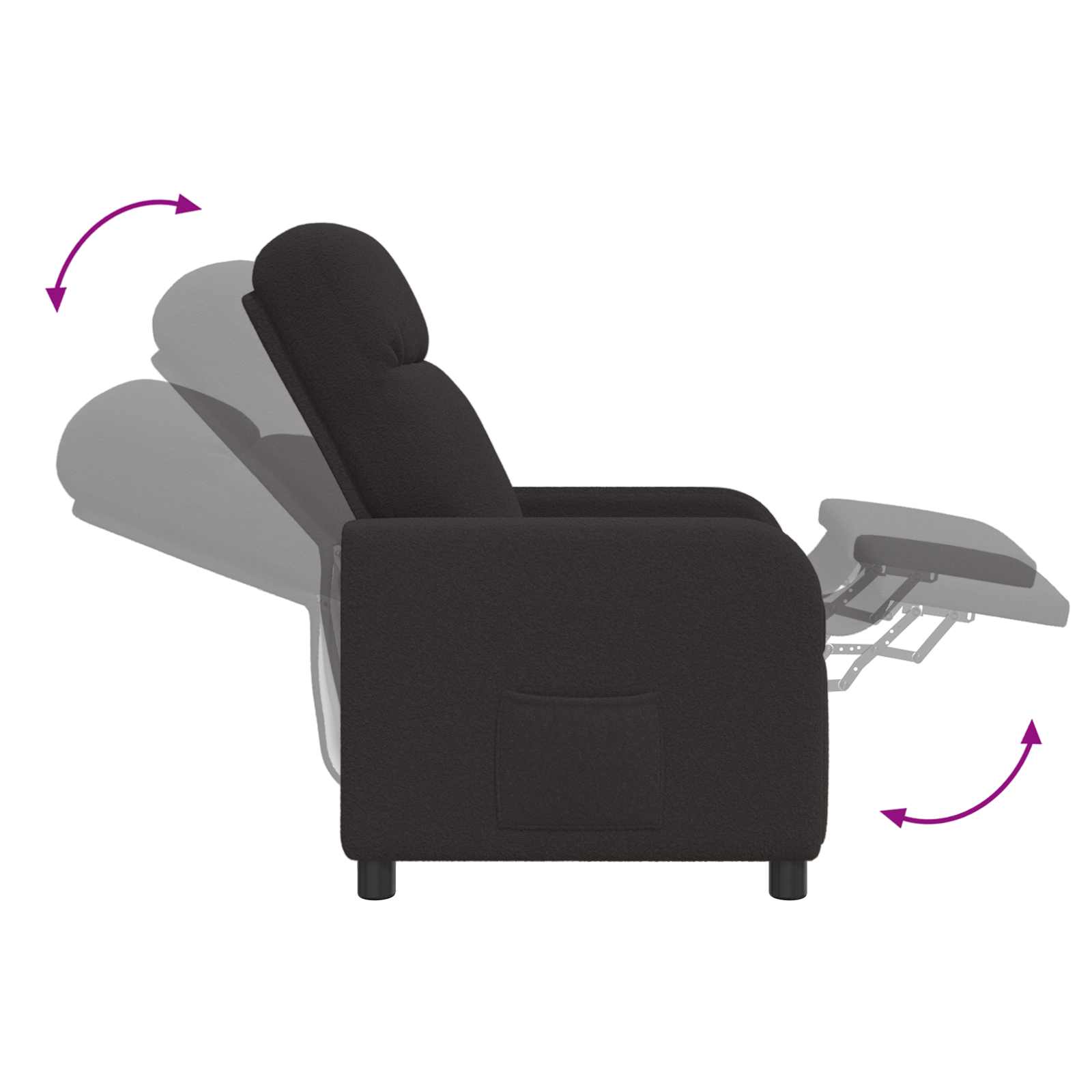 Massage Recliner Zwart Bouclé