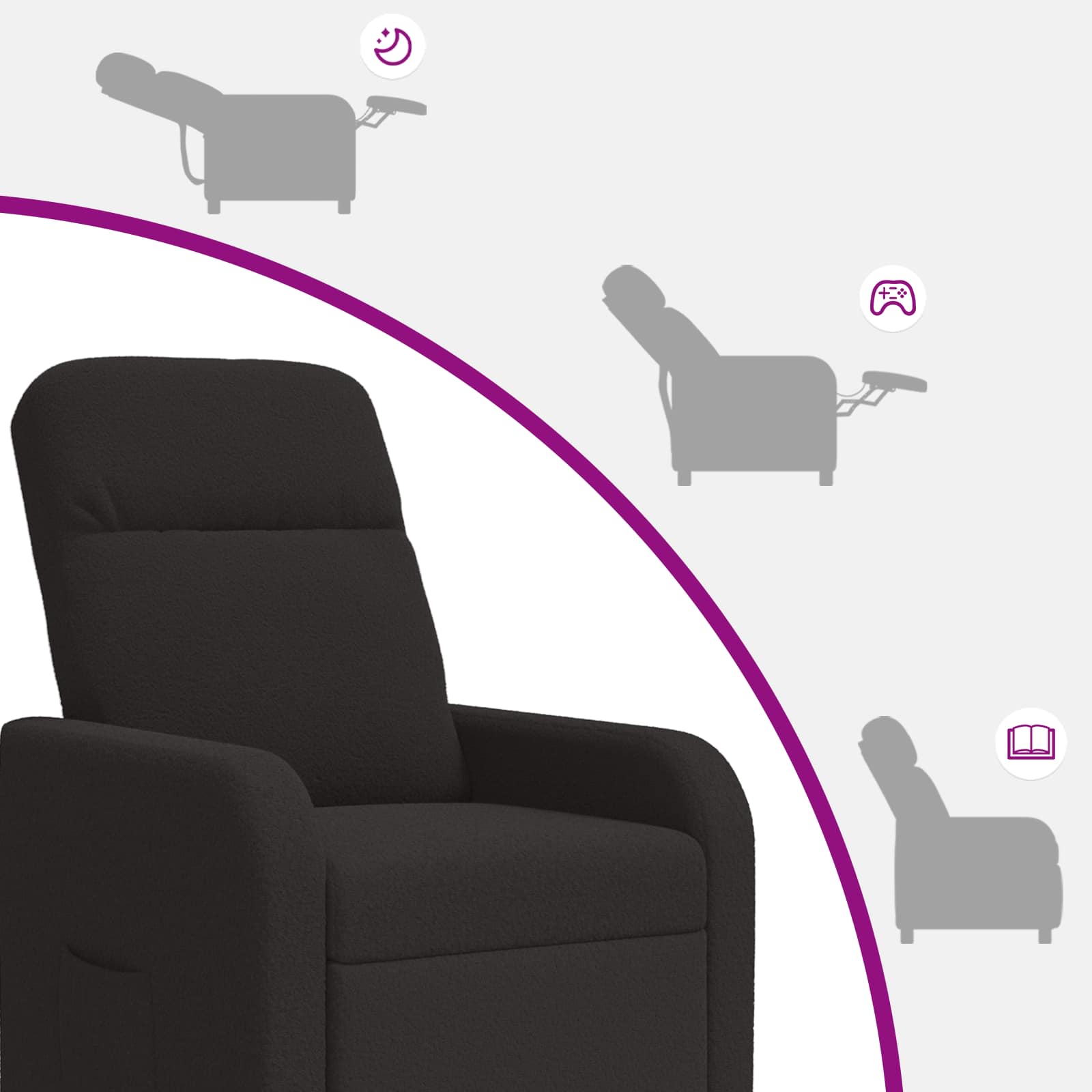 Massage Recliner Zwart Bouclé