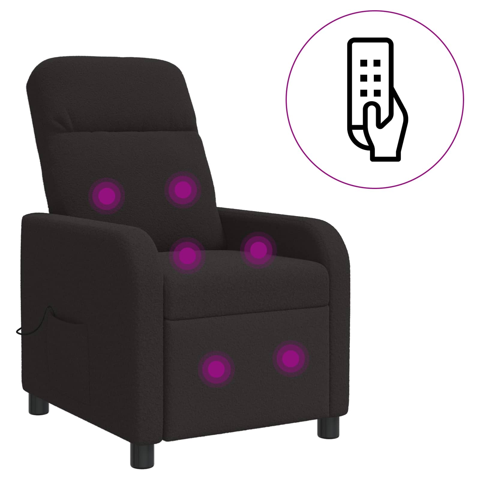 Massage Recliner Zwart Bouclé