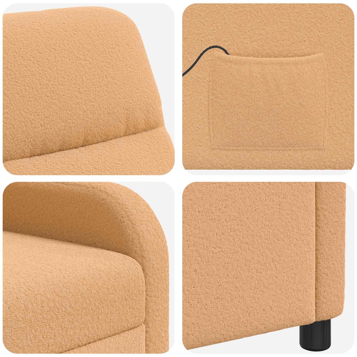 Massage Recliner Beige Bouclé