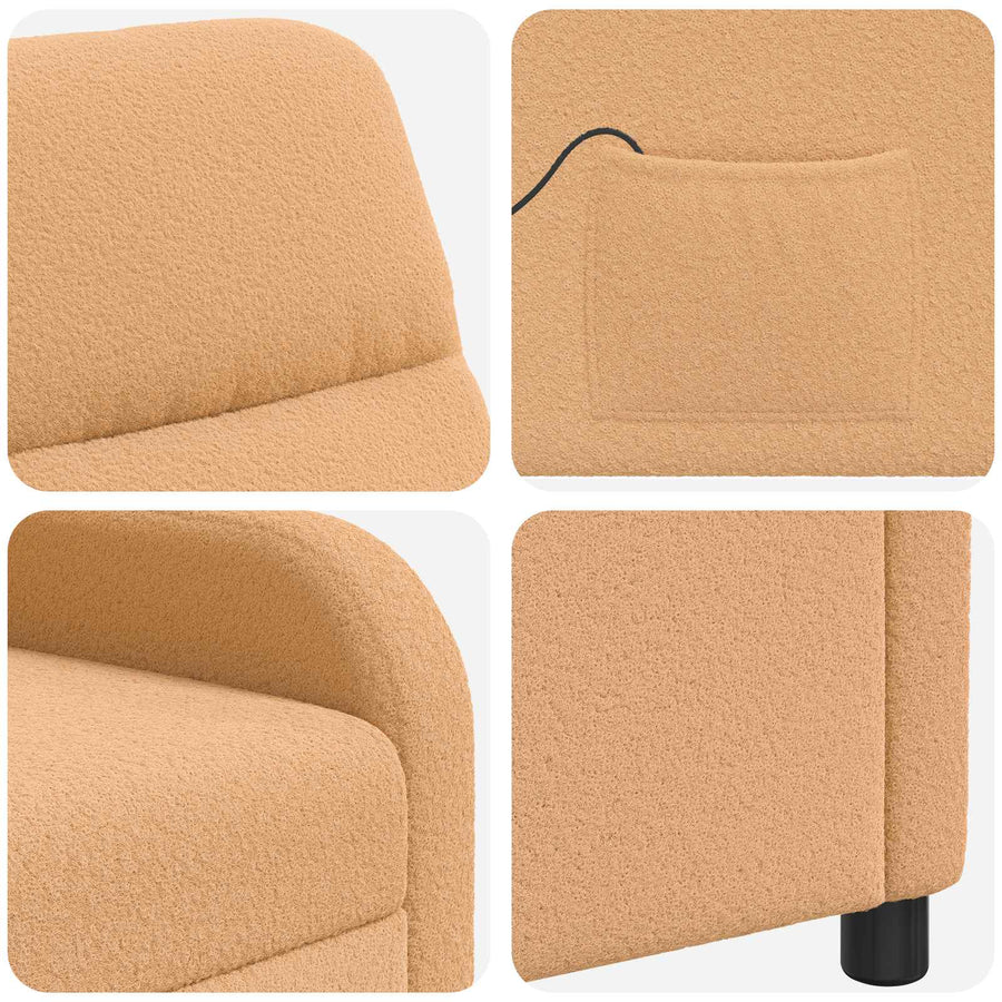 Massage Recliner Beige Bouclé