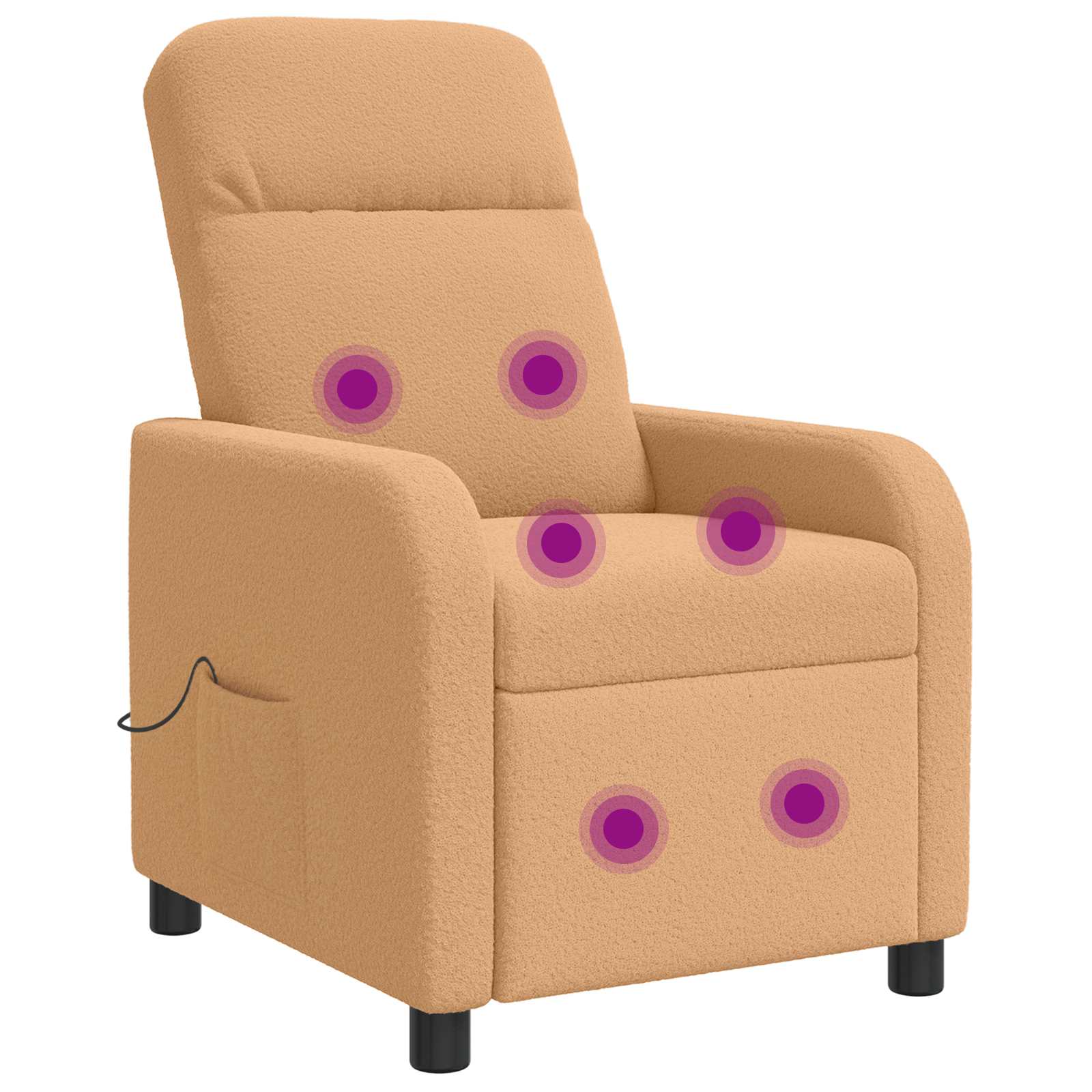 Massage Recliner Beige Bouclé