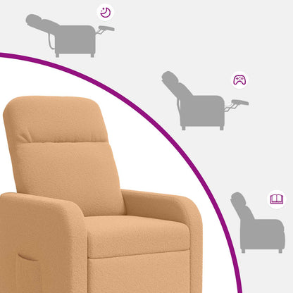 Massage Recliner Beige Bouclé