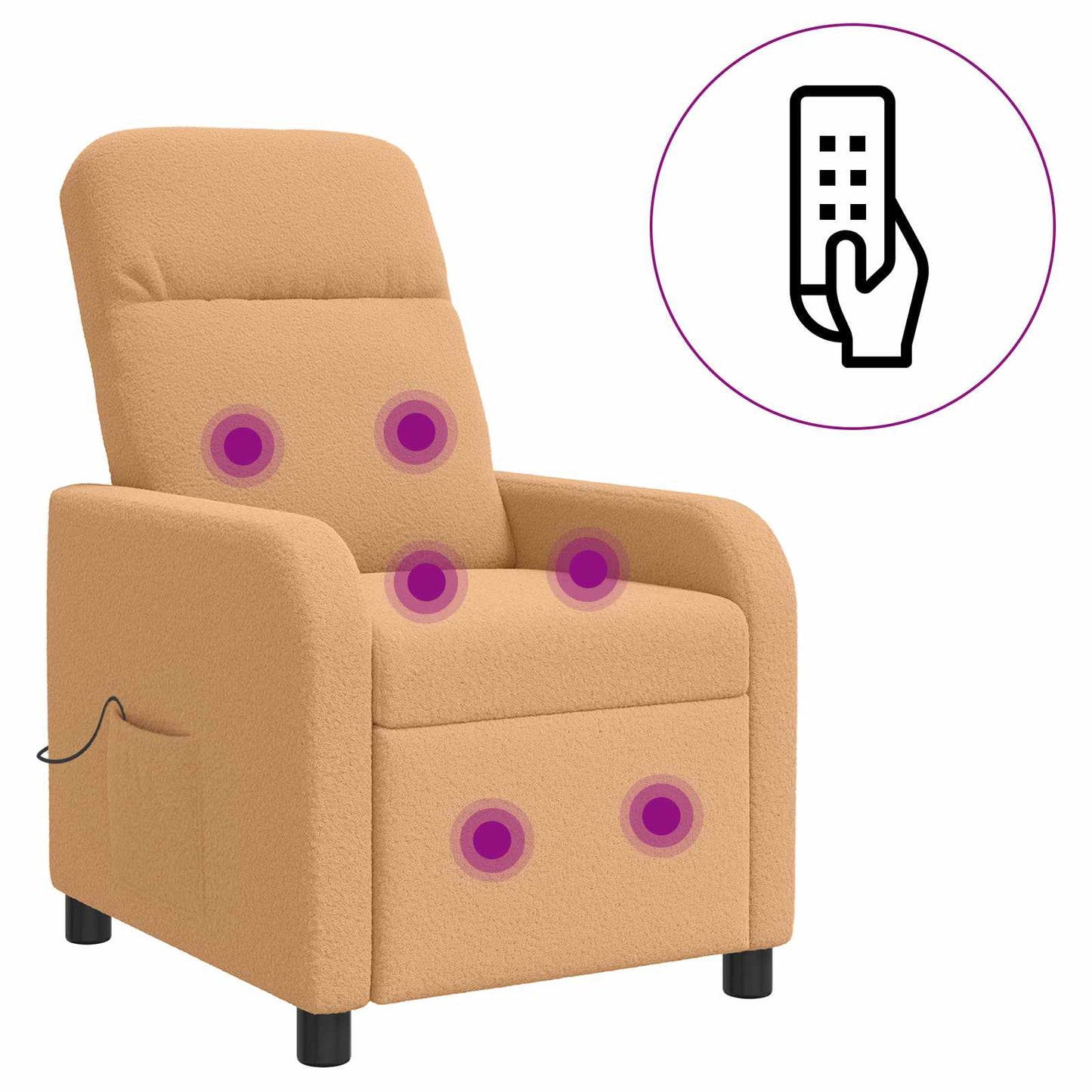 Massage Recliner Beige Bouclé