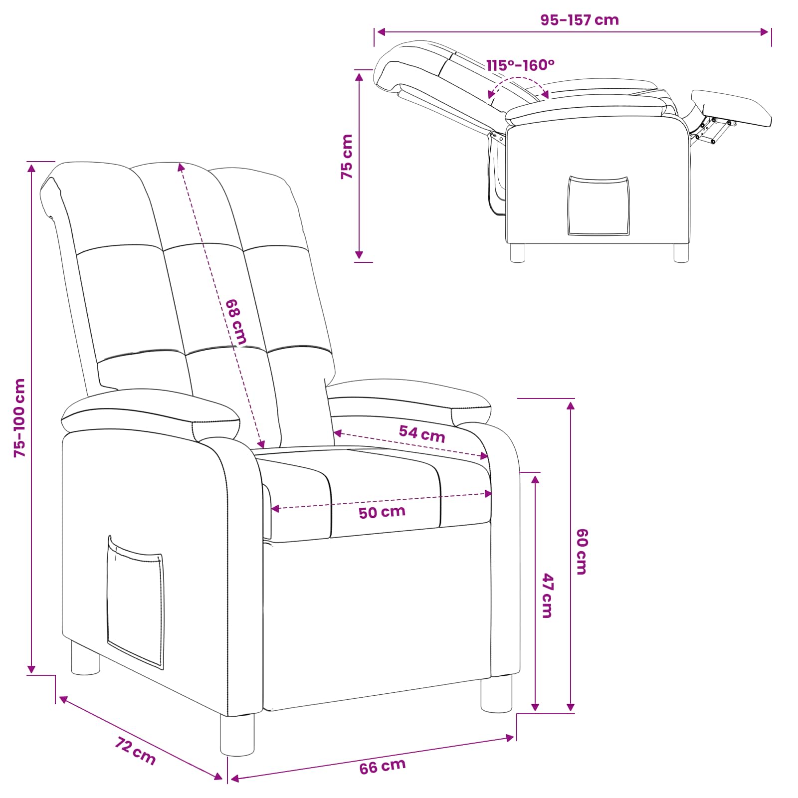 Relaxfauteuil Wit Stof