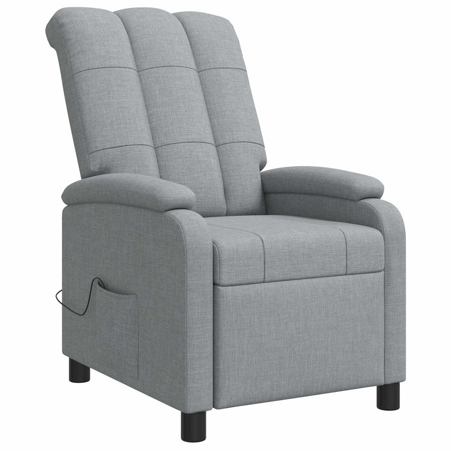 Massage Recliner Lichtgrijs Stof