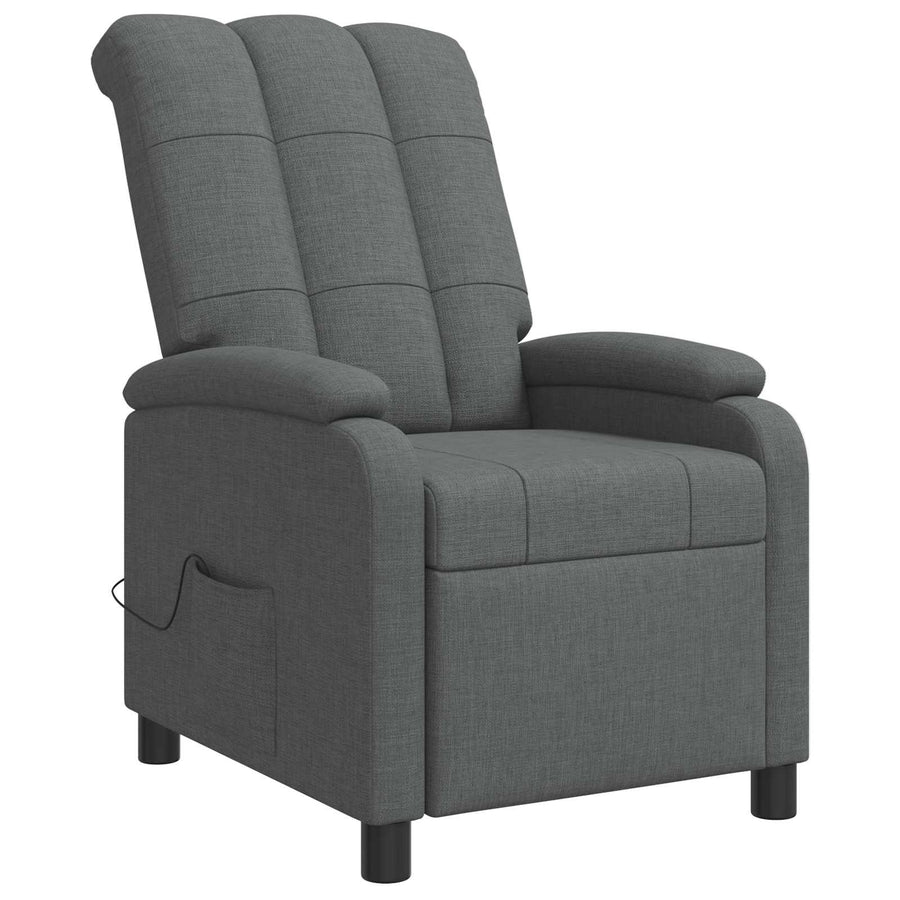 Massage Recliner Donkergrijs Stof