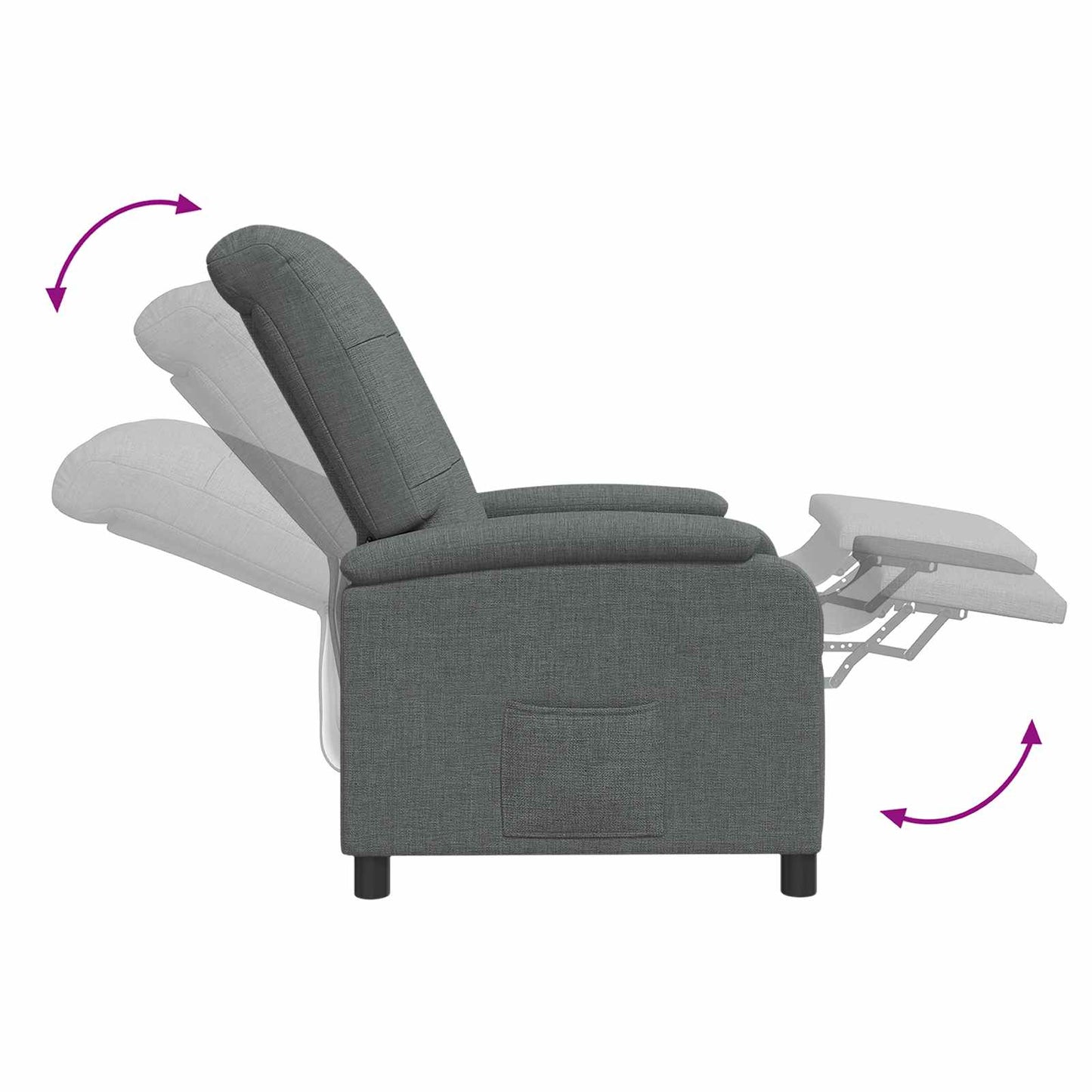 Massage Recliner Donkergrijs Stof