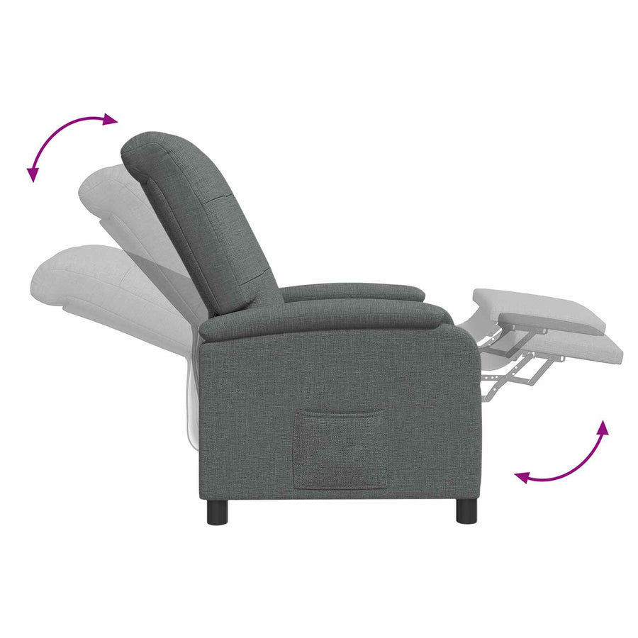Massage Recliner Donkergrijs Stof