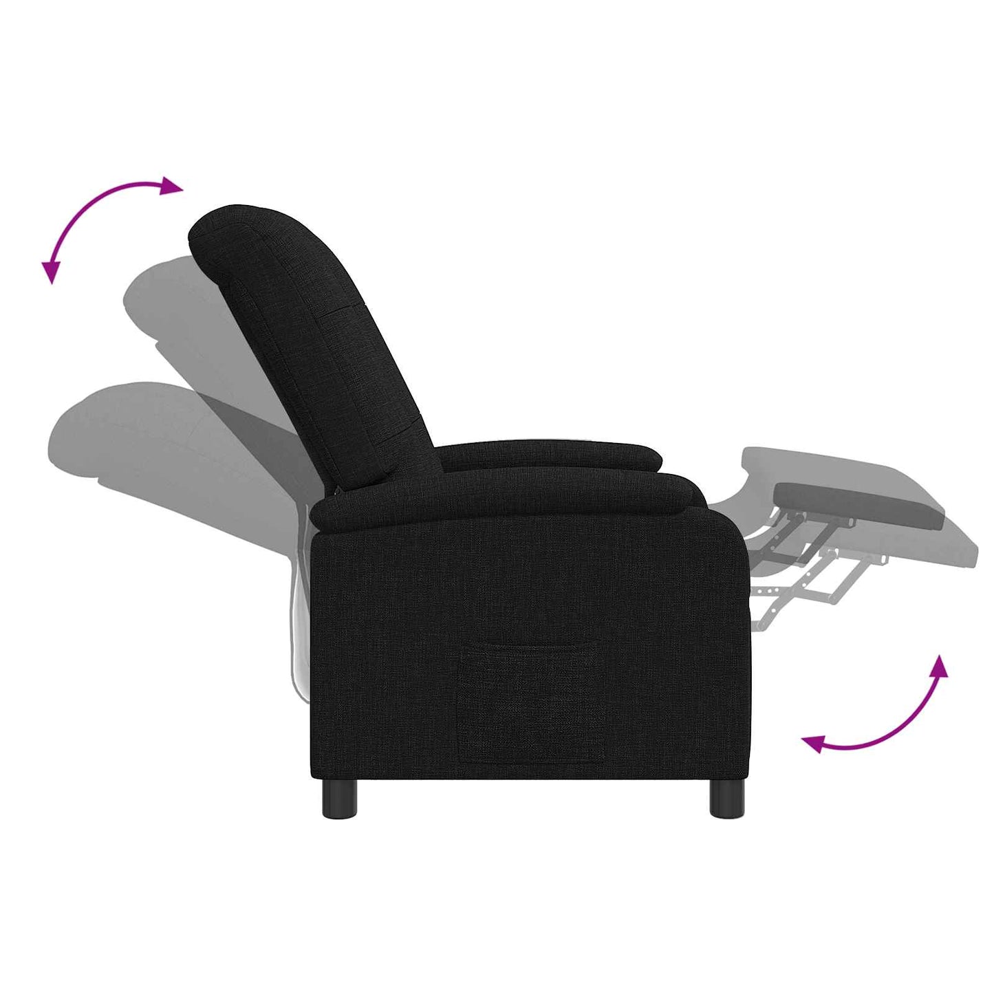 Massage Recliner Zwart Stof
