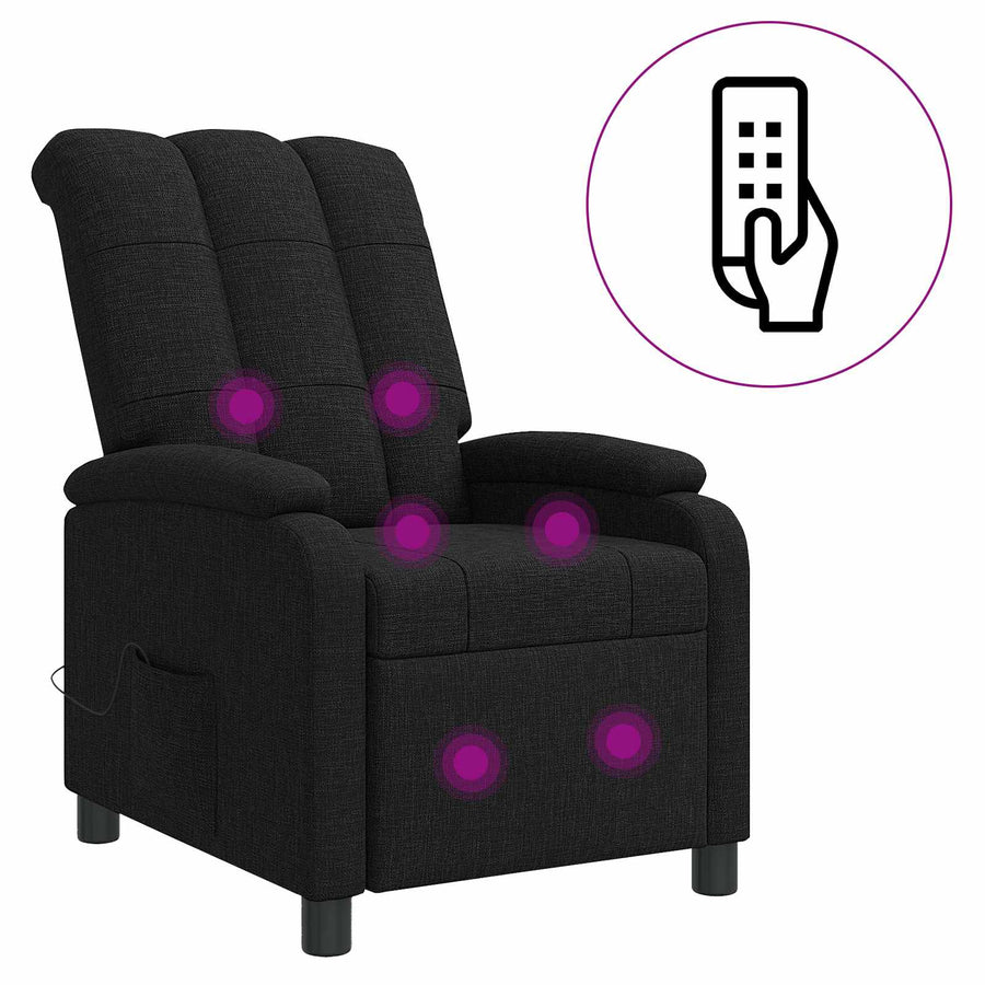 Massage Recliner Zwart Stof