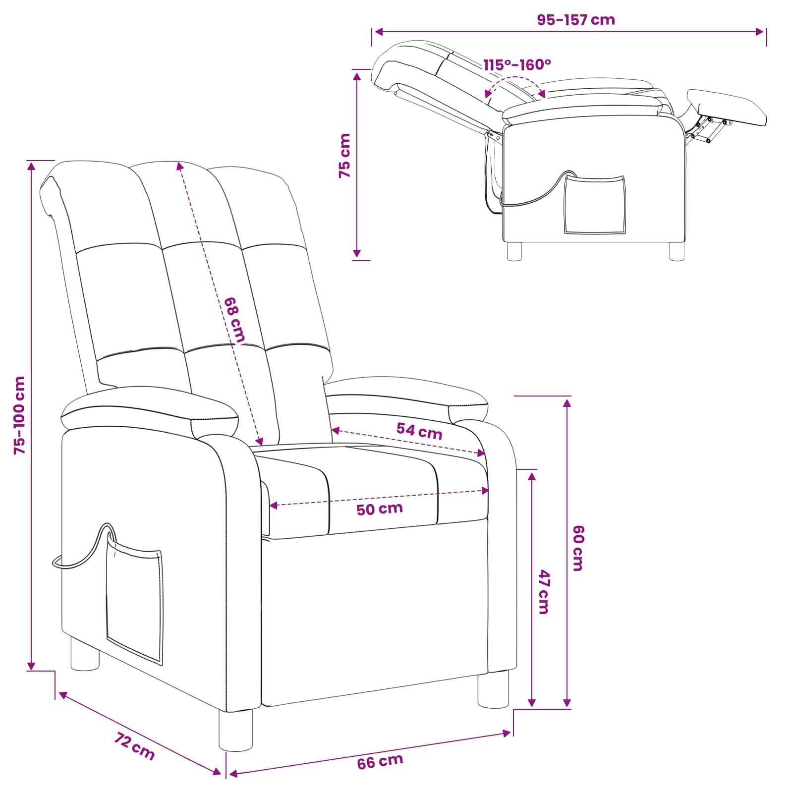 Massage Recliner Wijnrood Stof