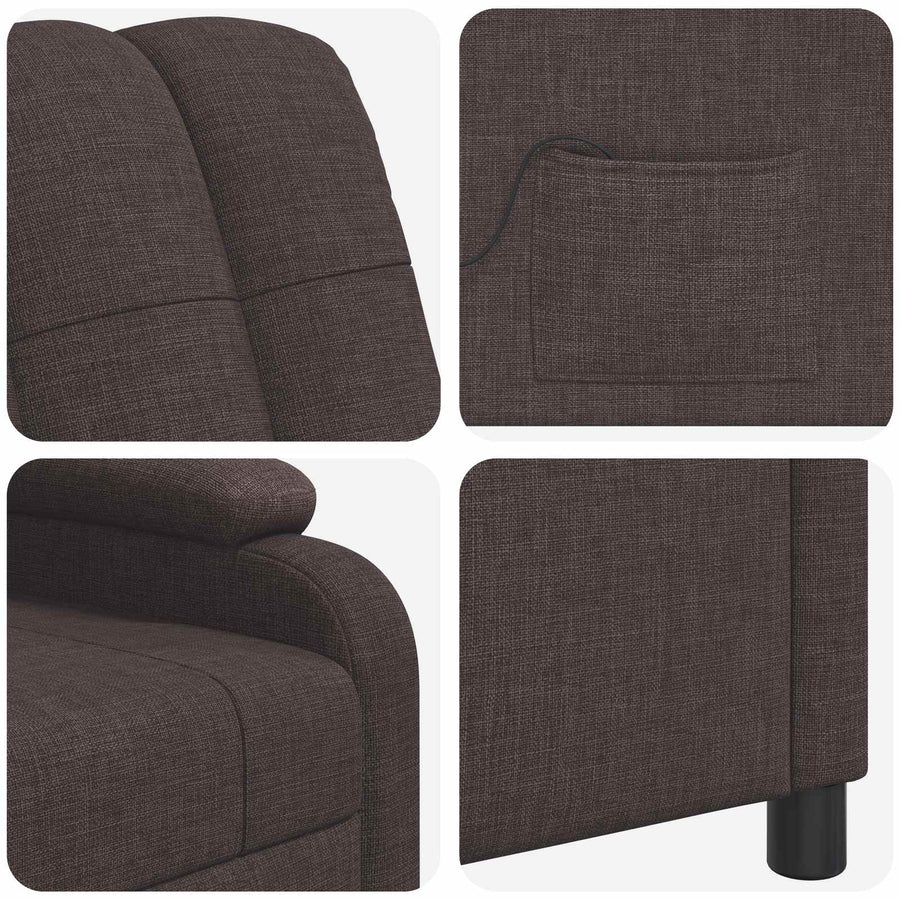 Massage Recliner Donkerbruin Stof