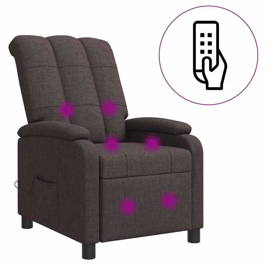 Massage Recliner Donkerbruin Stof