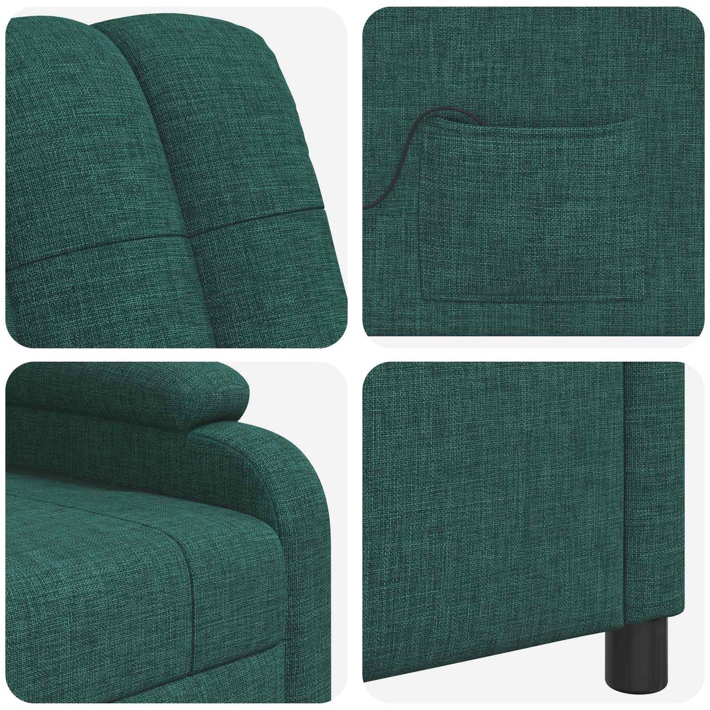 Massage Recliner Donkergroen Stof