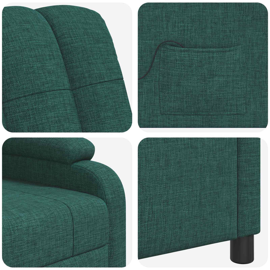 Massage Recliner Donkergroen Stof